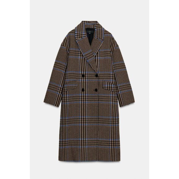 ZARA OVERSIZED CHECK COAT - Picture 1 of 4
